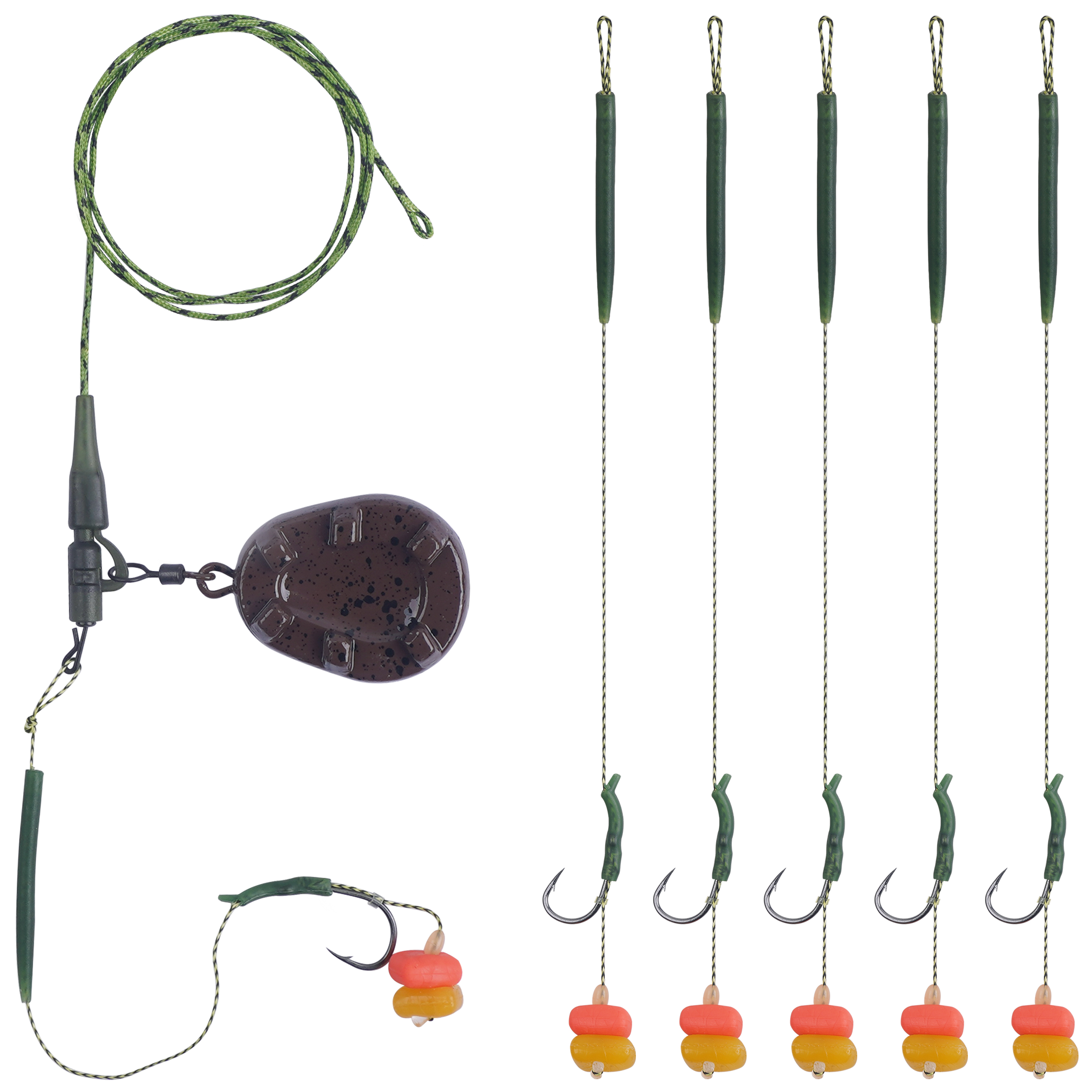 Carp Fishing Rig Kit with Hair Rigs Sinkers, Swivels & Hooks  Complete Bass Fishing Tackle Set with Corn Bait